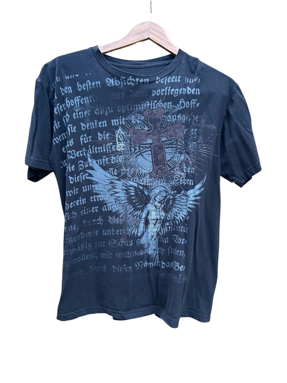Vintage Hybrid Shirt Grunge Cyber Y2k Goth Cross Guardian Angel Sz. Large